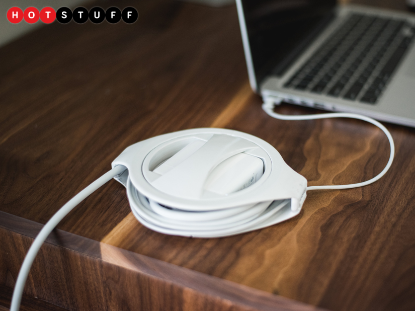 The Side Winder stores your MacBook charger reel good