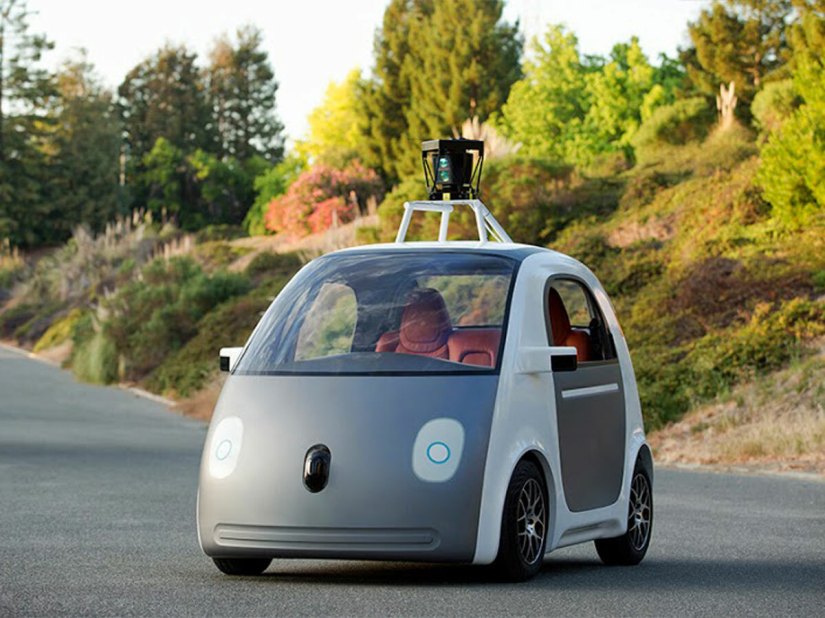 Google’s self-driving car: two seats, no steering wheel and no brake pedal