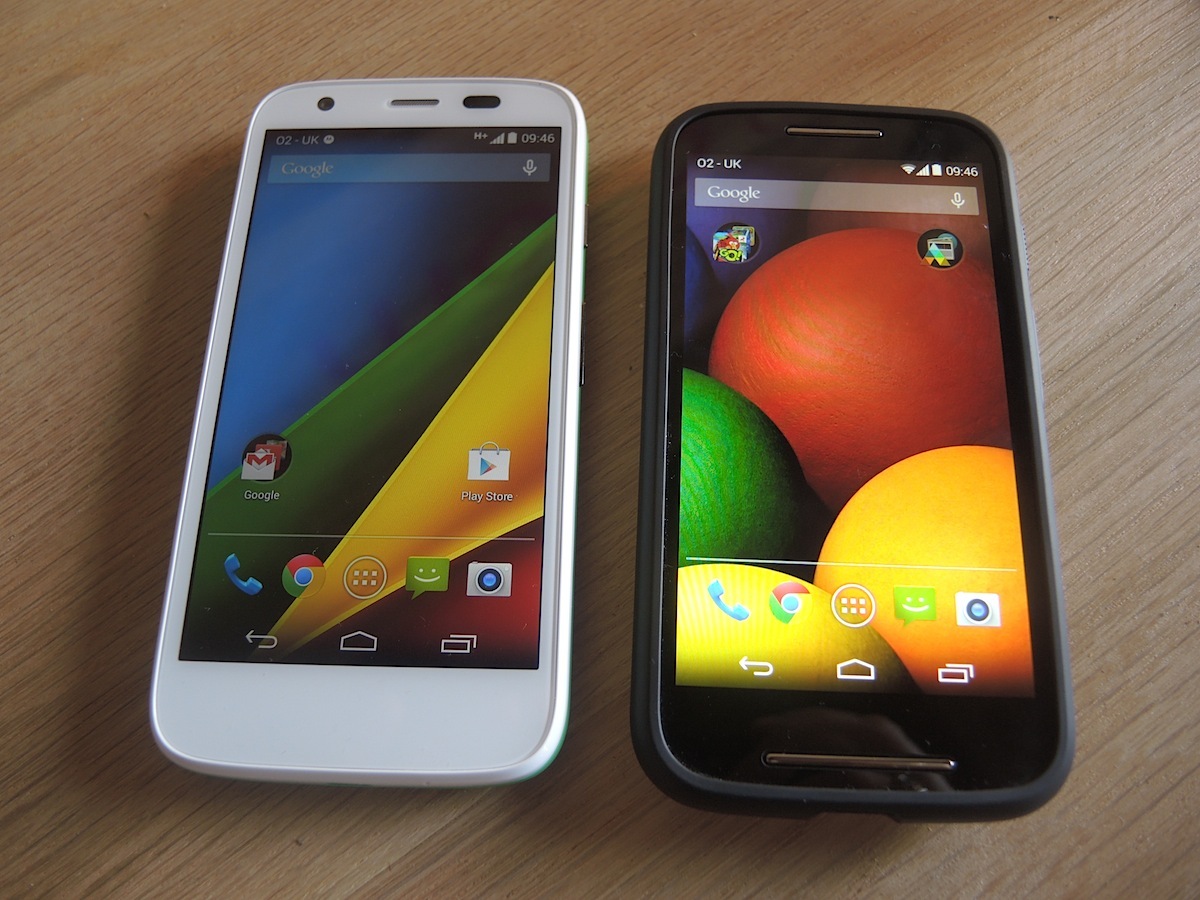 Moto G (on the left) versus Moto E 