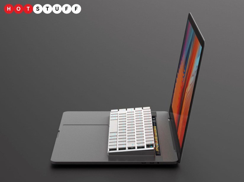 NuType is a wireless mechanical keyboard that clamps over a MacBook Pro’s existing keys