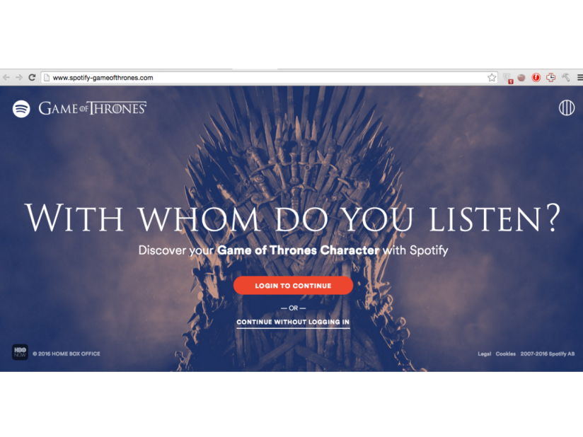 Which Game of Thrones character are you? Spotify has the answer