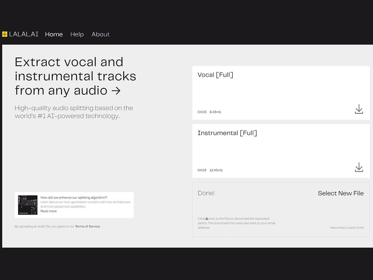 5. Process and download your tracks