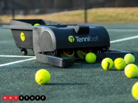 Tennibot is a Roomba for the tennis court, grabbing balls so you don’t have to