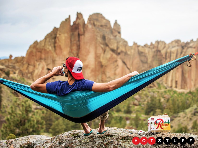 This pack-away hammock does triple duty as a bivvy and a picnic rug
