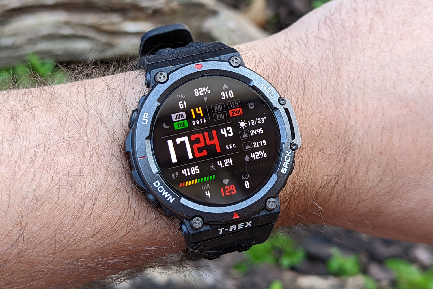 Stuff Amazfit T-Rex 2 review on wrist