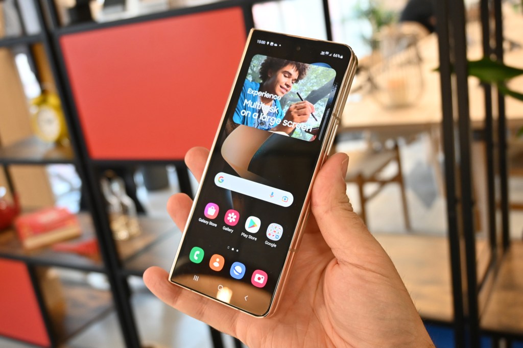 Samsung Galaxy Z Fold 4 in hand front screen