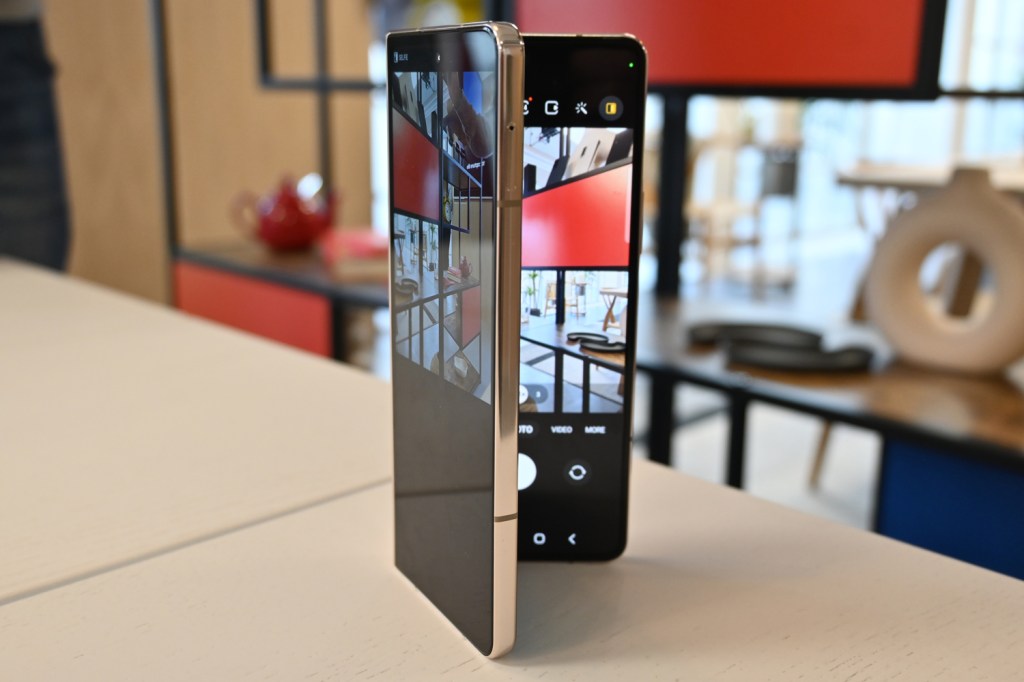 Samsung Galaxy Z Fold 4 stood up half unfolded