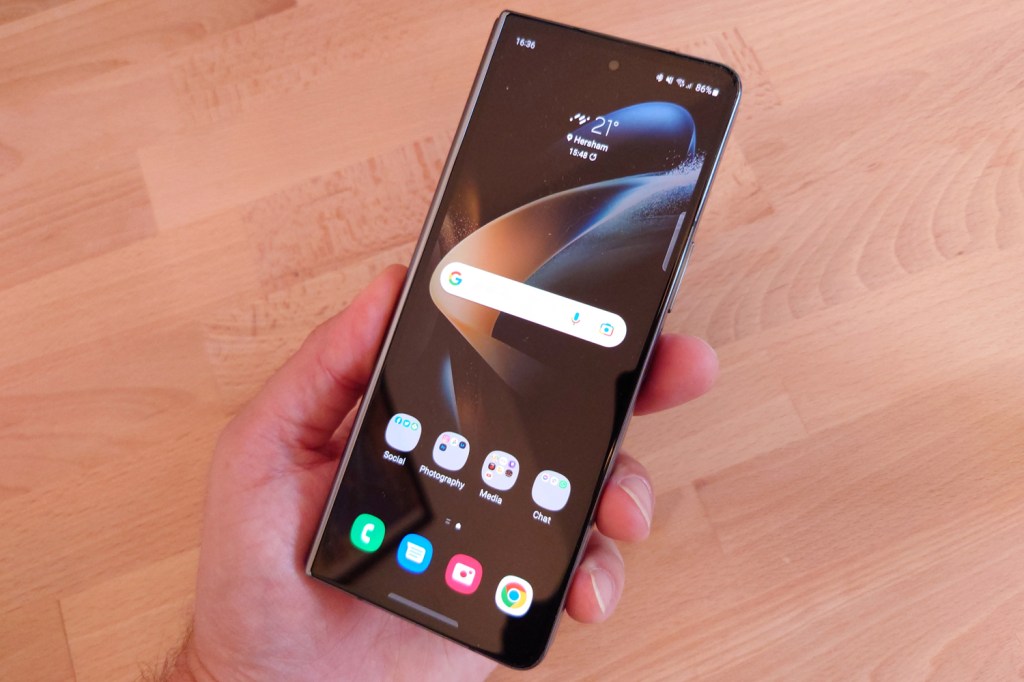 Samsung Galaxy Z Fold 4 in hand folded front