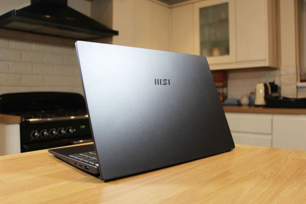 MSI Prestige 14 Evo A12M laptop on a kitchen table