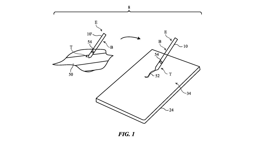 Sketch of the Apple Pencil detecting colours from the patent