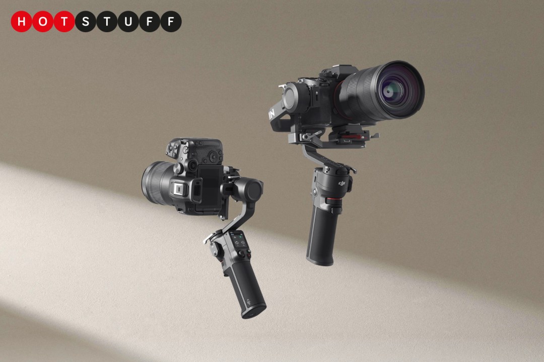 DJI's new RS 3 Mini gimbal against beige wall