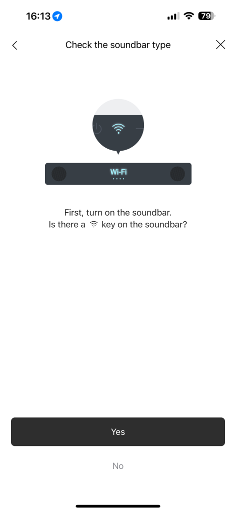 Set-up page for the S95QR soundbar