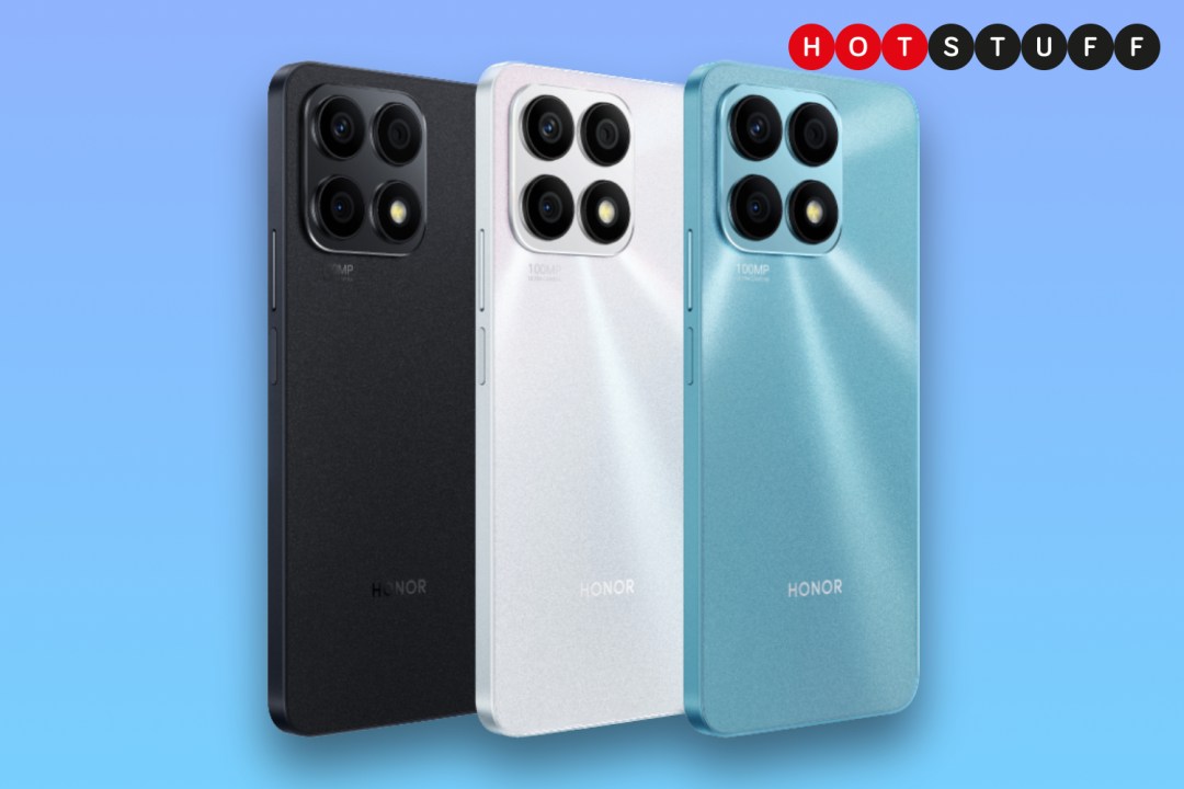 Honor X8a in blue, white, and black