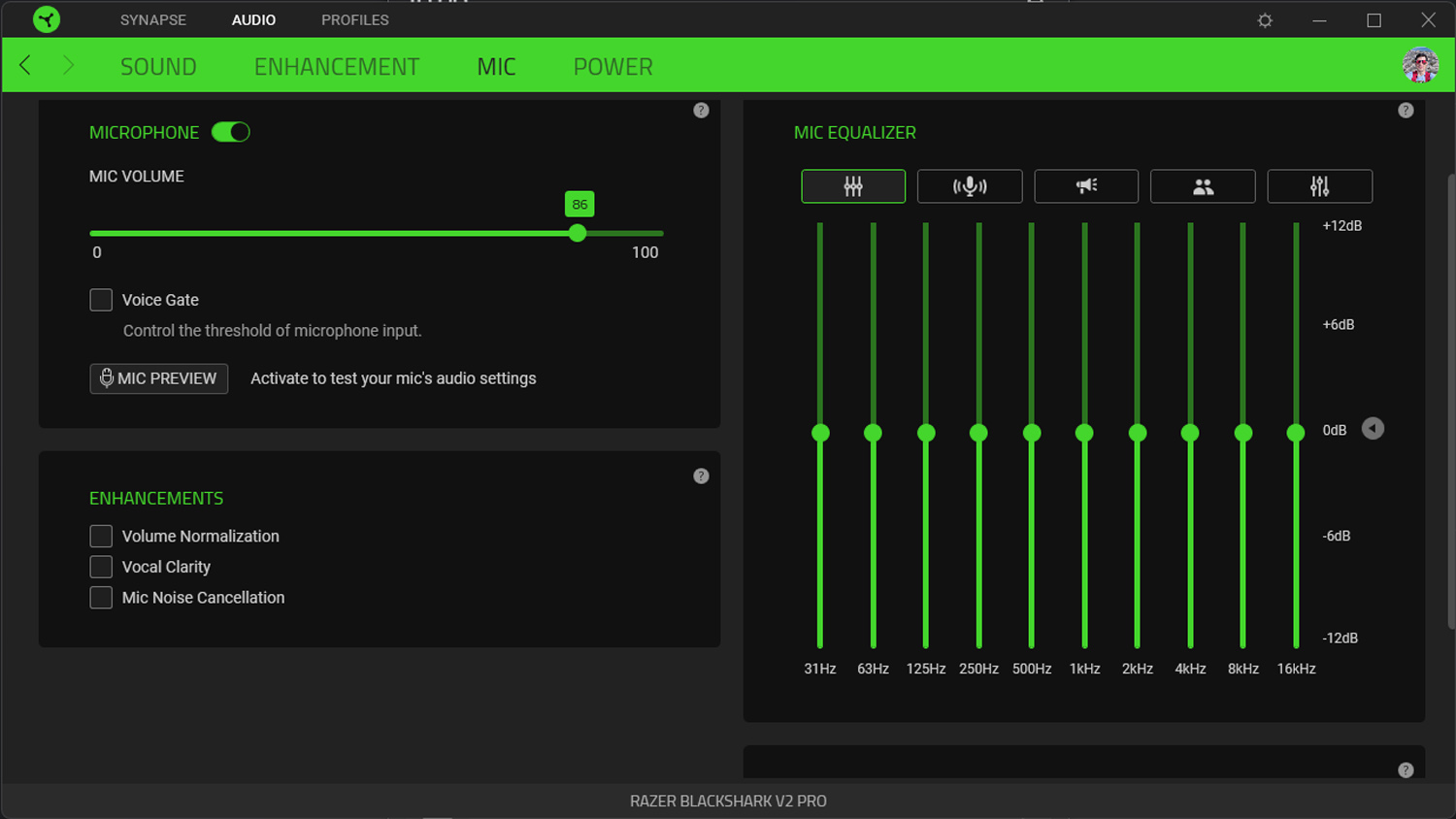 Razer Synapse Blackshark V2 Pro 2023 mic settings