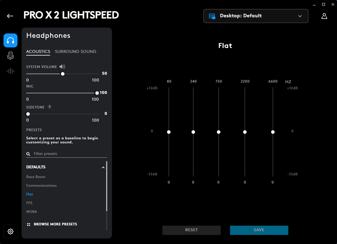 Logitech G Pro X2 software audio settings