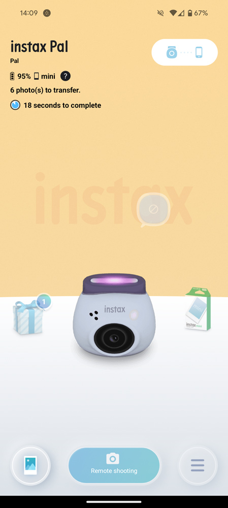 Fujifilm Instax Pal review app home